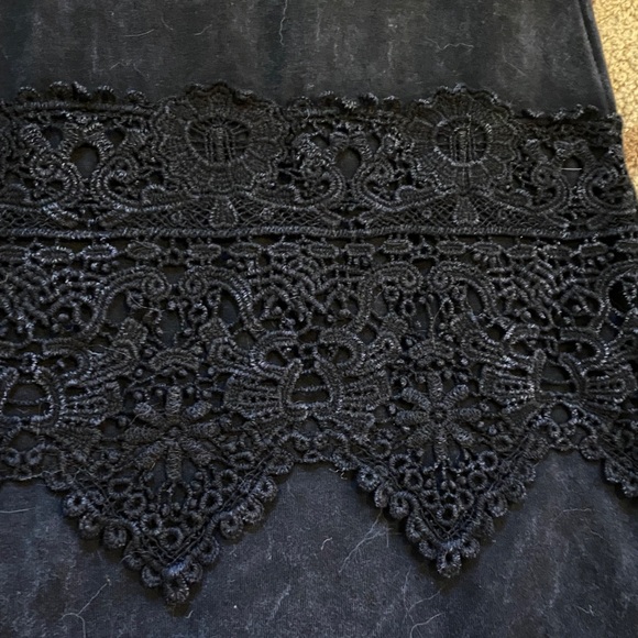 Chatoyant Black Mineral Wash Bootcut Leggings with Lace detailing - Picture 5 of 8